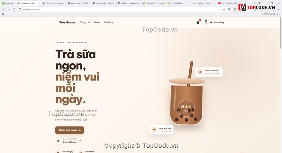 web bán trà sữa,quán lý quán trà sữa,code web bán trà sữa,Sharecode